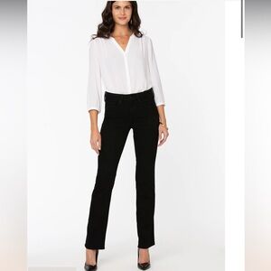 New NYDJ Marilyn Straight Leg Black Jeans Size 8 X 32 5 pocket MBDMMS2829